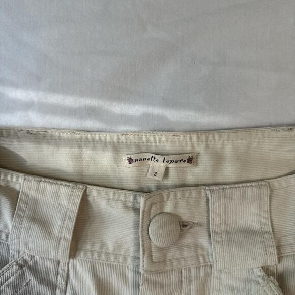 nanette lepore cream corduroy mini skirt utility pockets size 2 - Picture 5 of 7